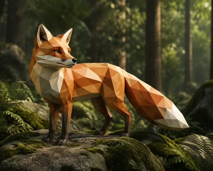 Low-poly woodland fox example