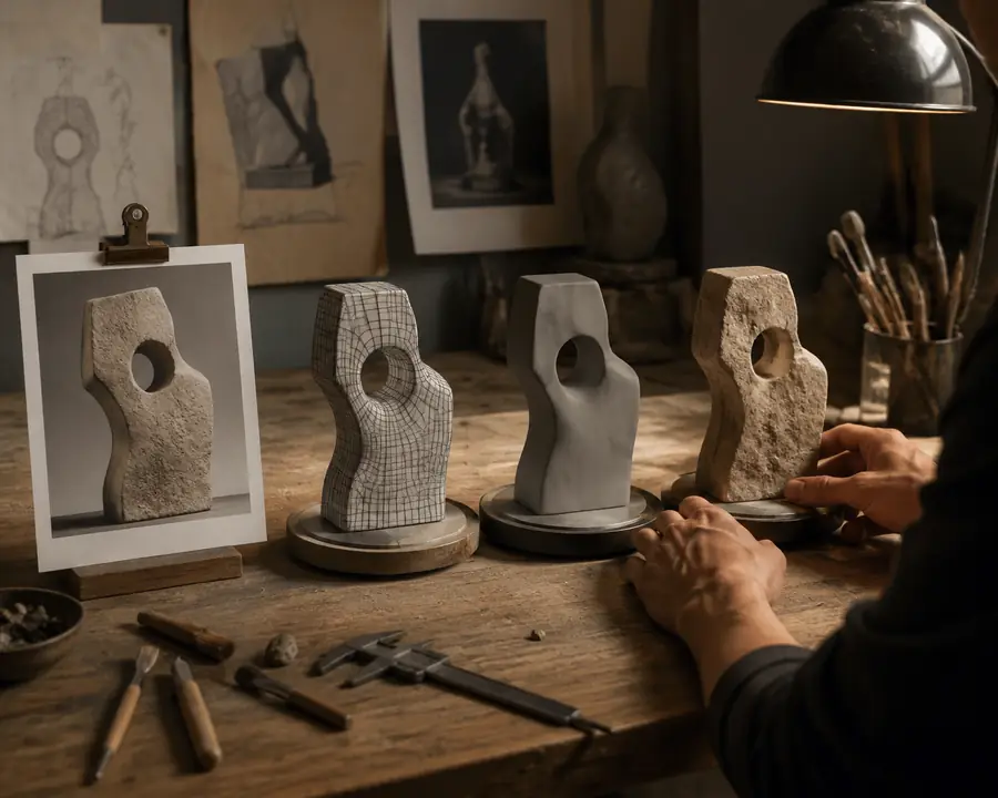 AI workflow turning a reference image into a 3D model